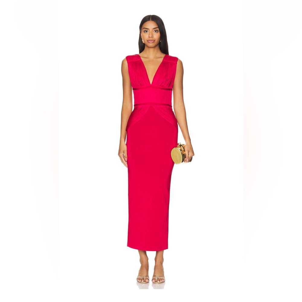 Herve Leger The Lillian Gown in Rio Red Size XS